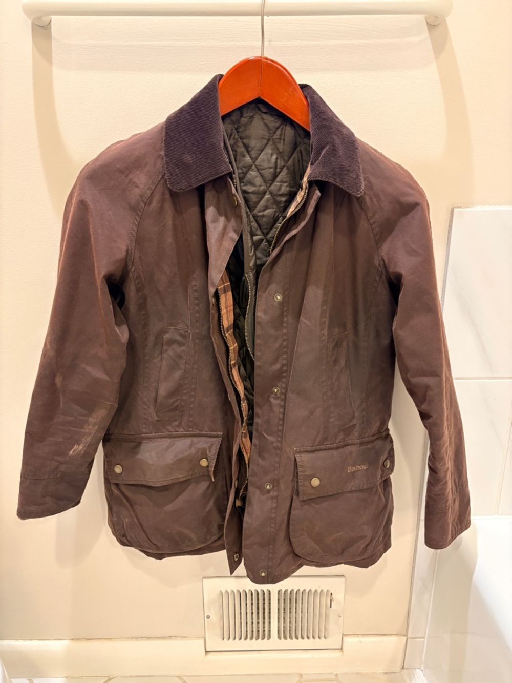 Barbour women’s Brown Waxed Cotton Jacket with Quilted Lining